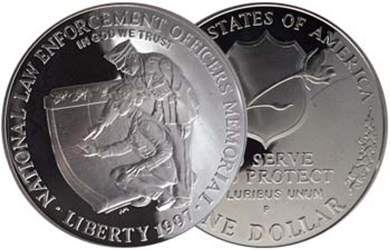 1997-P Law Enforcement Memorial Silver Dollar Proof Image 1