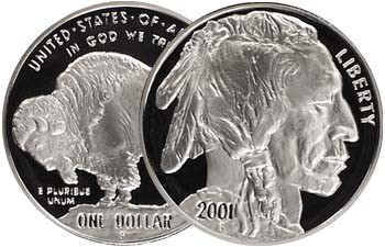 2001 Buffalo Silver Dollar Proof | International Coins & Currency