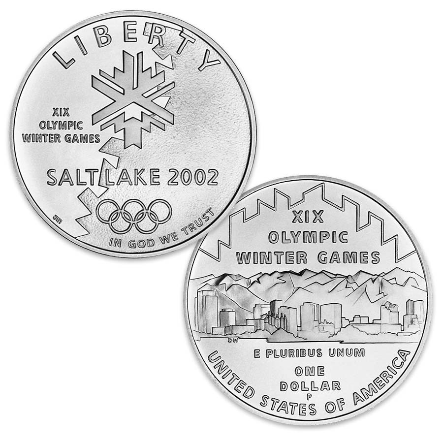 2002 Salt Lake Olympic Silver Dollar Brilliant Uncirculated