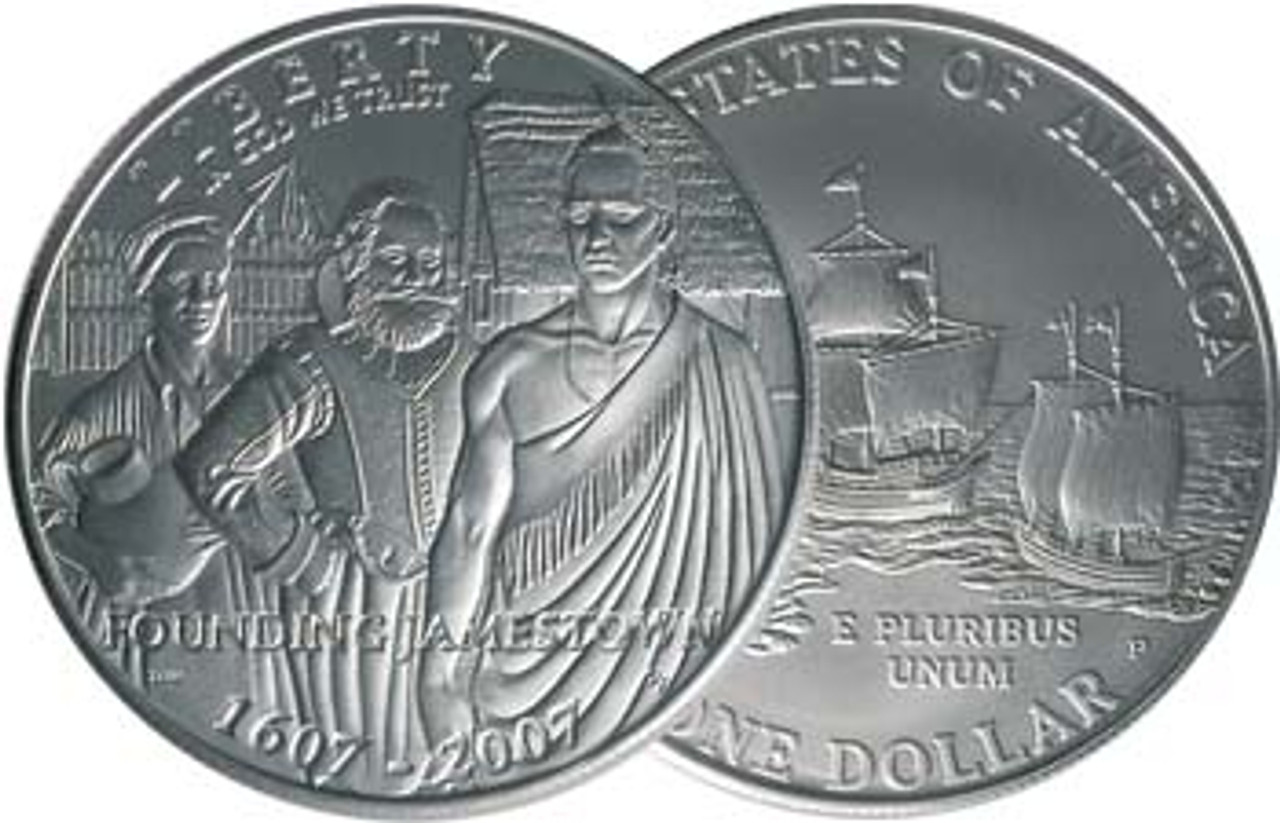 2007-P Jamestown Silver Dollar Brilliant Uncirculated Image 1