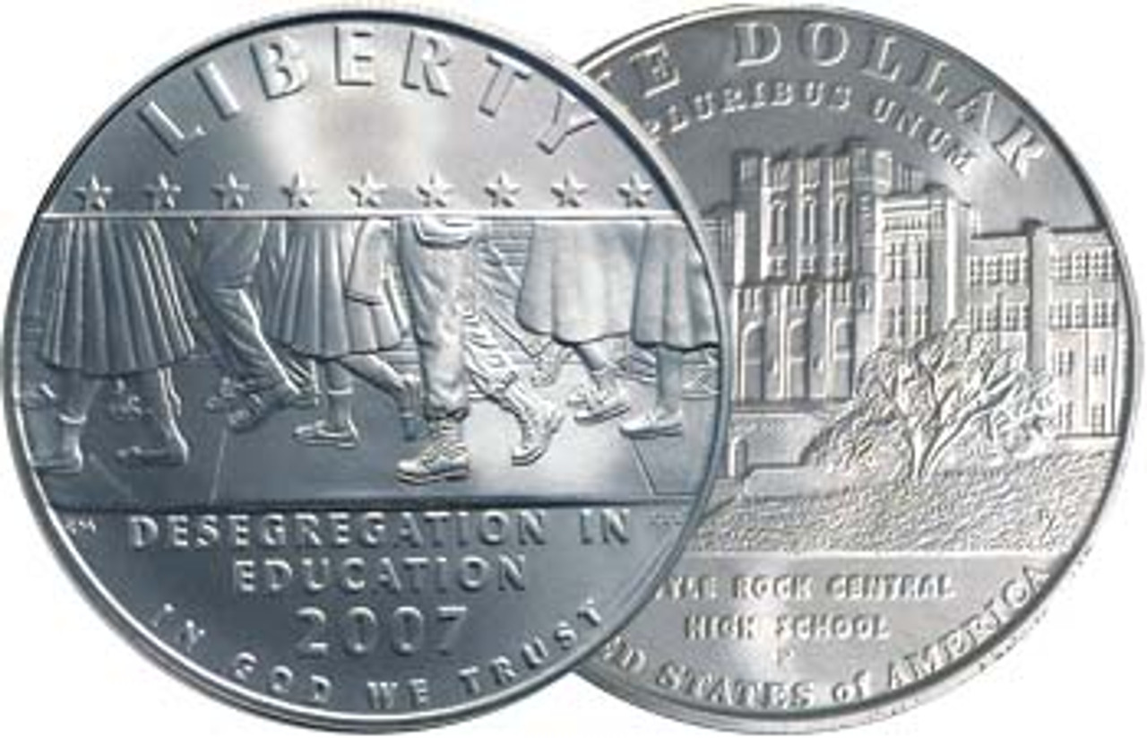 2007-P Little Rock High School Silver Dollar Brilliant Uncirculated Image 1