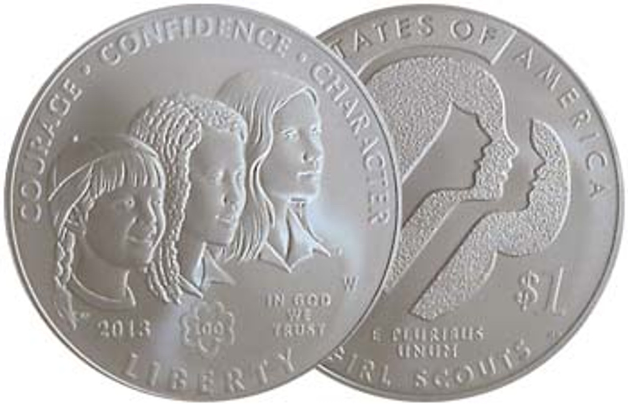 2013-W Girl Scout Silver Dollar Brilliant Uncirculated Image 1