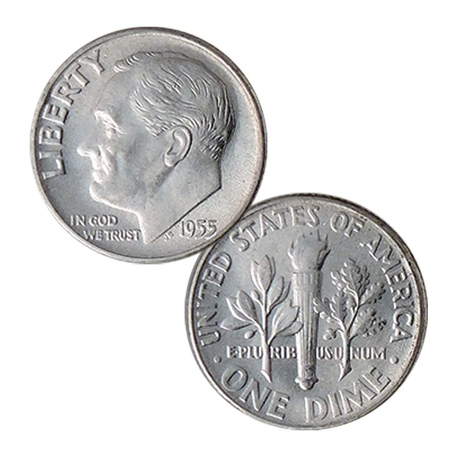 1955-P Roosevelt Silver Dime Brilliant Uncirculated