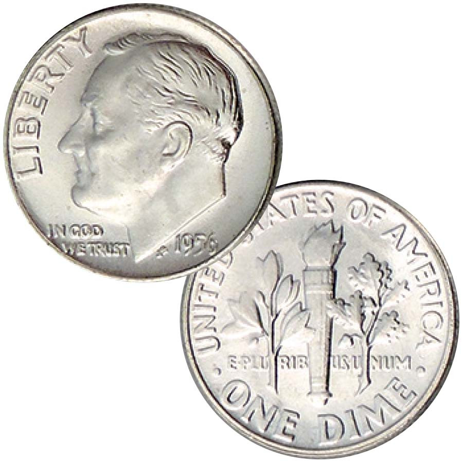 1956-P Roosevelt Silver Dime Brilliant Uncirculated