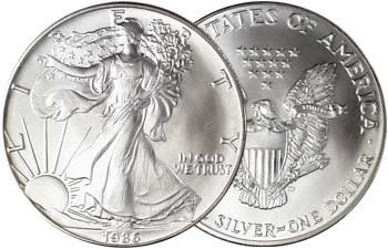 1986年 アメリカンイーグル 銀貨 1986 Silver Eagle Brilliant Uncirculated | International Coins