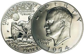 アメリカ 1974年-S アイゼンハワー プルーフ One Dollar銀貨 1974-S Eisenhower Dollar Proof | International Coins & Currency