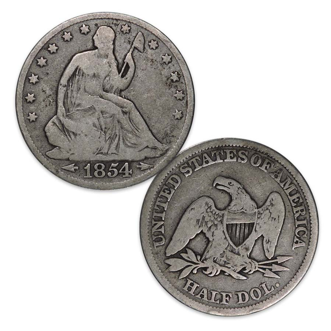 1854-1855 Seated Liberty Silver Half Dollar with Arrows Good