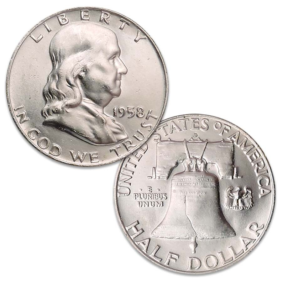 1958-D Franklin Silver Half Dollar Brilliant Uncirculated