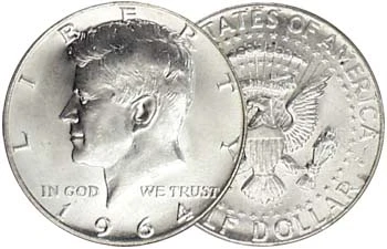 U.S. Kennedy Silver Half Dollar 1964 Brilliant Uncirculated
