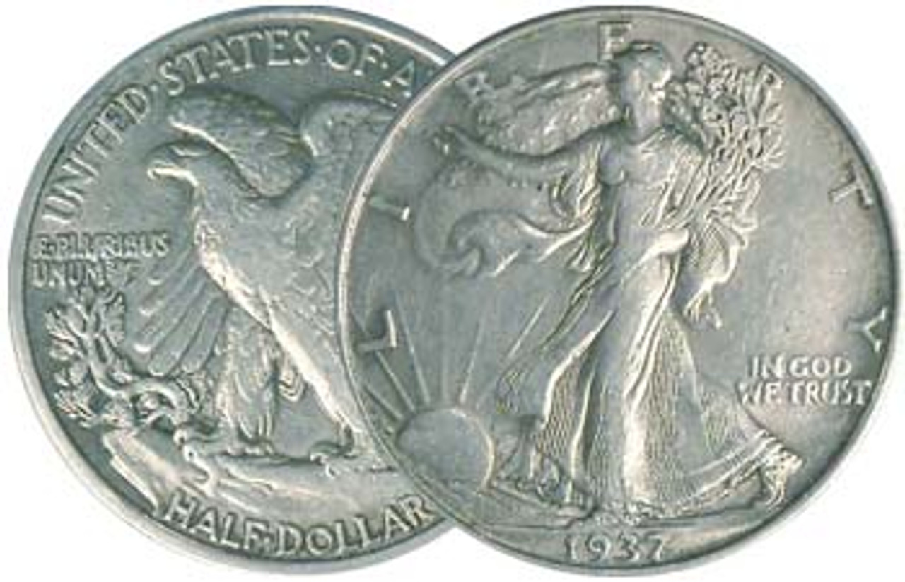 1937-P Walking Liberty Silver Half Dollar Very Fine Image 1