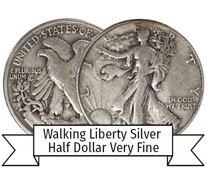 ウォーキングリバティ半ドルセット 1942年 2枚1945年1枚 1945-D Walking Liberty Silver Half Dollar Very Fine