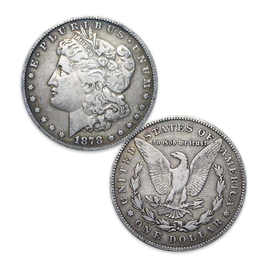 1878 7-Tail Feather Morgan Silver Dollar Very Fine | International