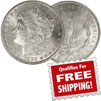 U.S. Morgan Silver Dollar 1891-CC Brilliant Uncirculated Image 1