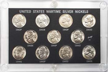1942-1945 Wartime Jefferson Nickel 11 Coin Set Brilliant