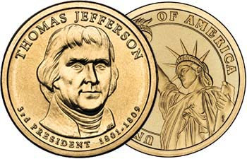 Thomas Jefferson 2007-P Presidential Dollar Brilliant Uncirculated Image 1