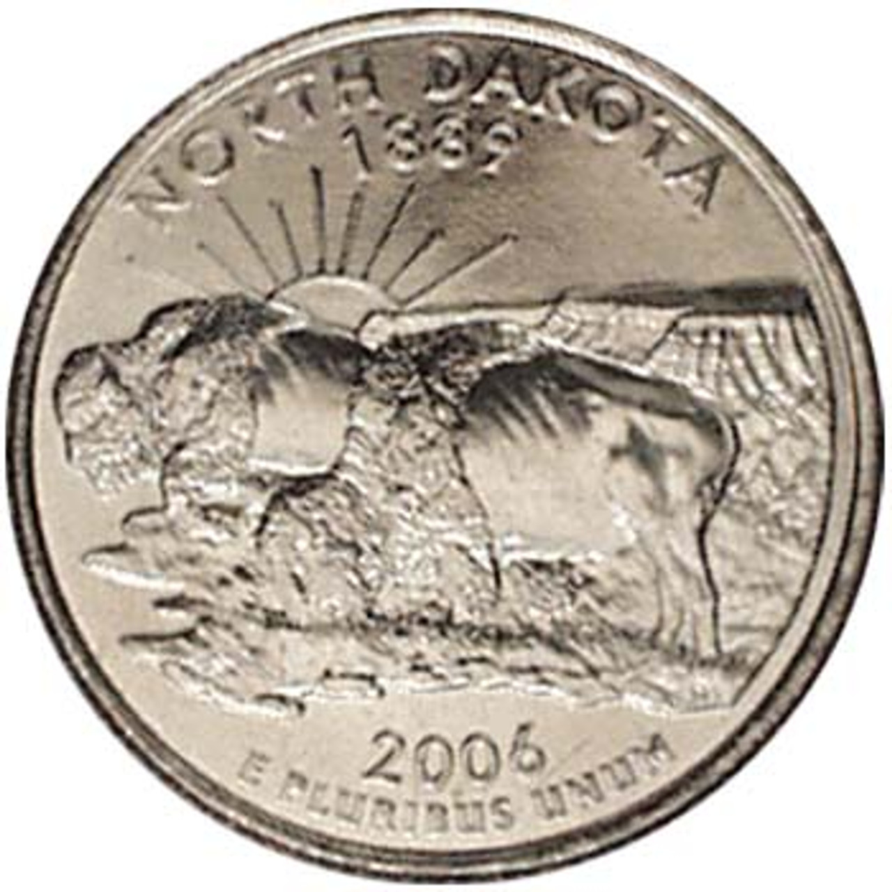 【新品未使用】2006年発行 ノースダコタ州Quarter 1 バンク•ロール 2006-D North Dakota Statehood Quarter * Brilliant