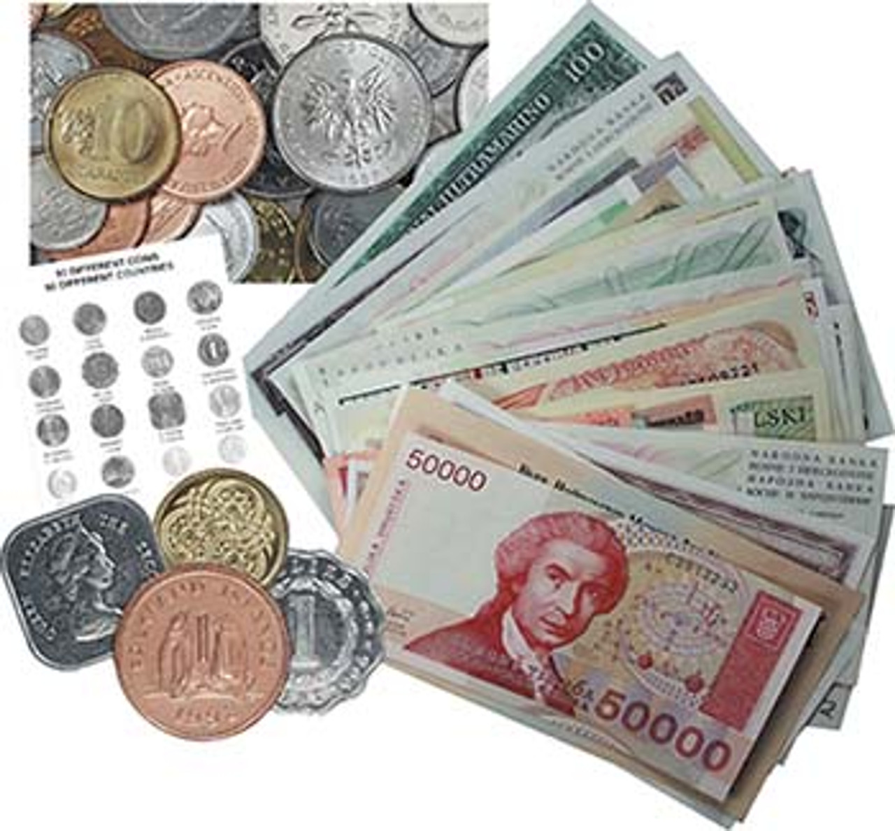 50 World Coins & 50 World Banknotes Set