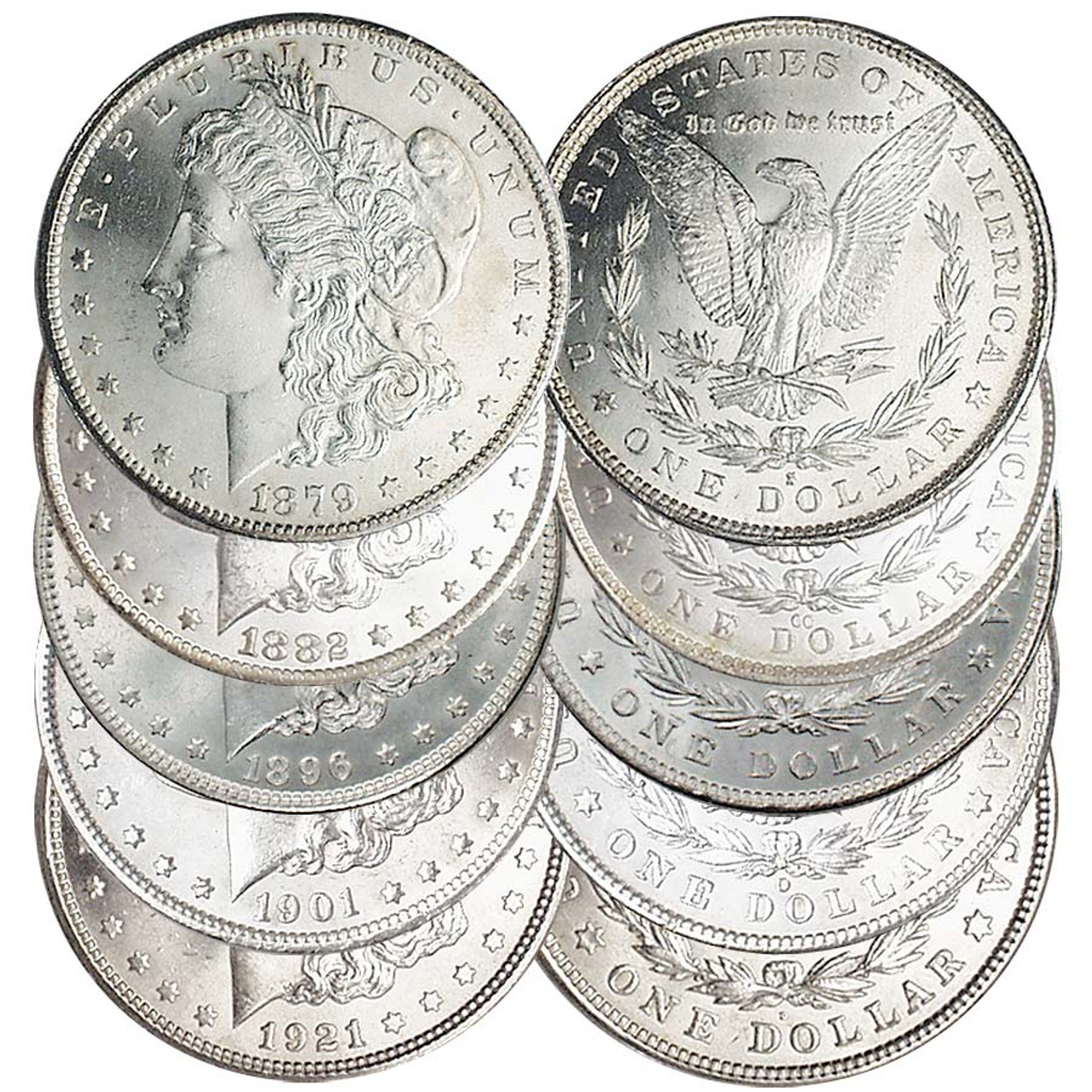 1879-S, 1882-CC, 1896-P, 1901-O & 1921-D Morgan Silver