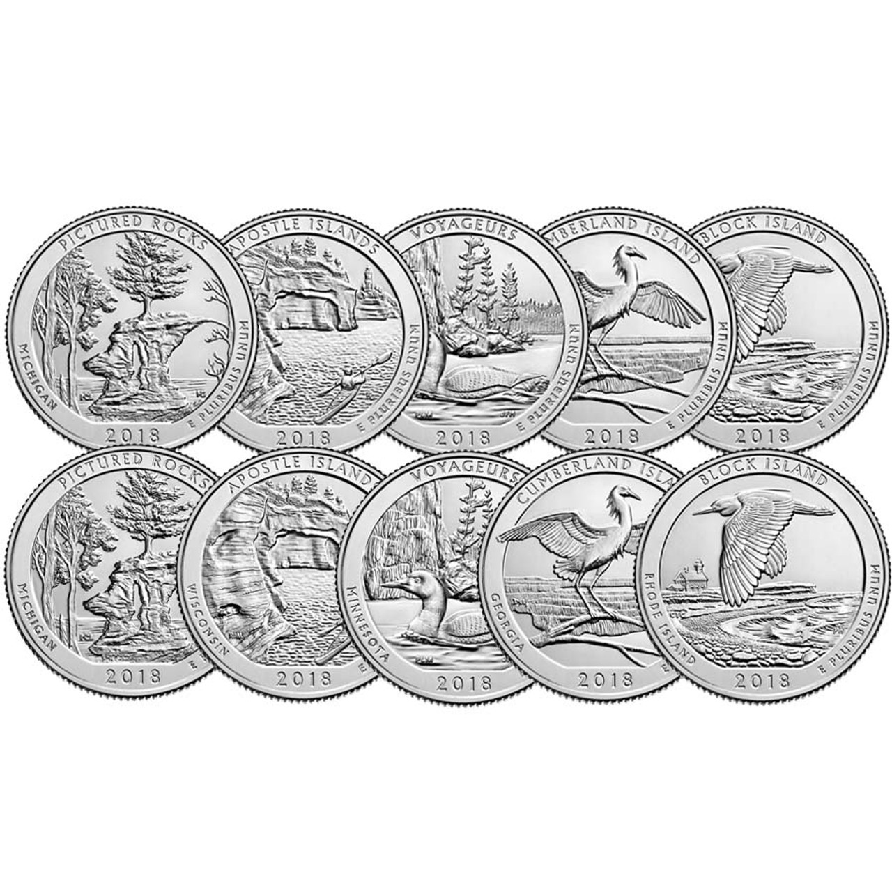 2018 P & D National Parks Quarter 10 Coin Set Brilliant Uncirculated Image 1