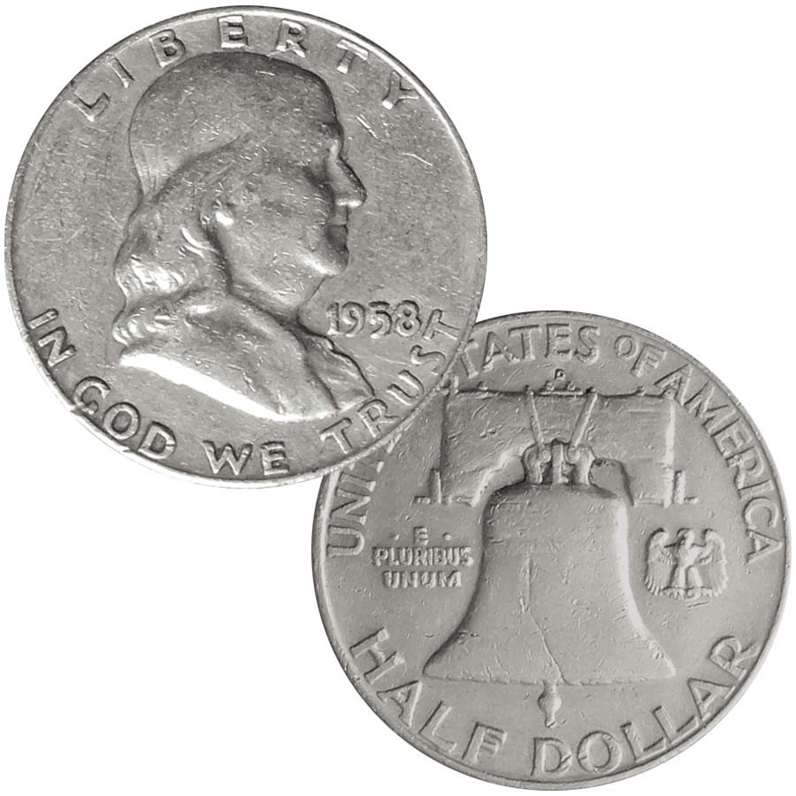 1958-D Franklin Silver Half Dollar Very Fine | International Coins