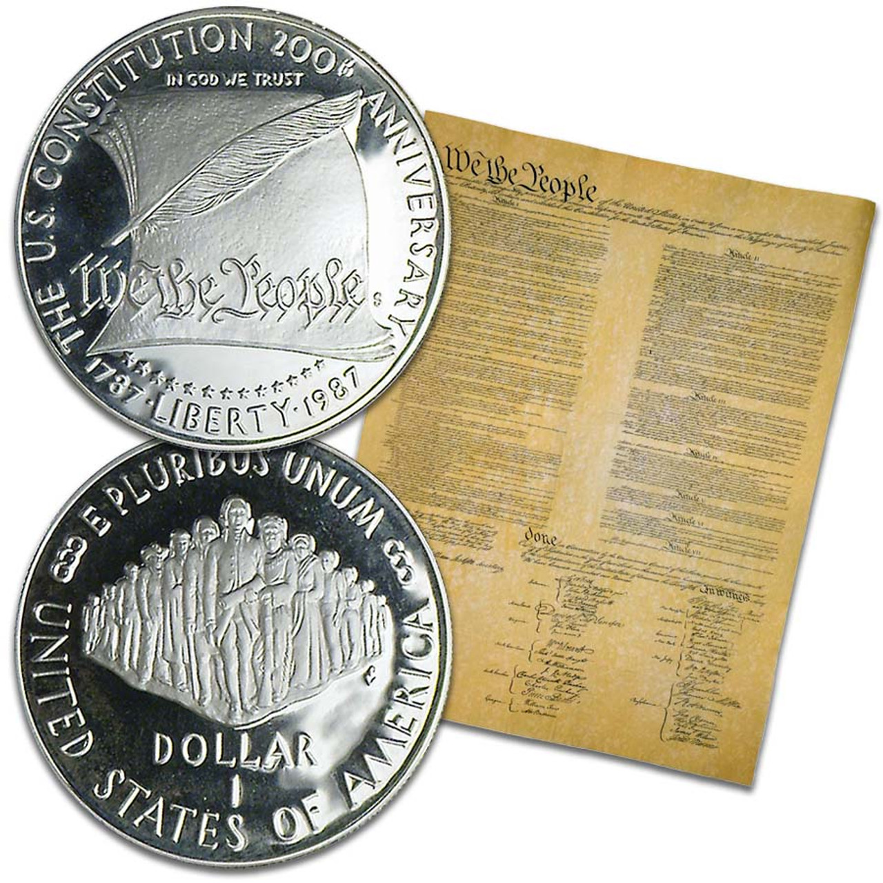 U.S. 1987-S Constitution Silver Dollar Proof with Free Document
