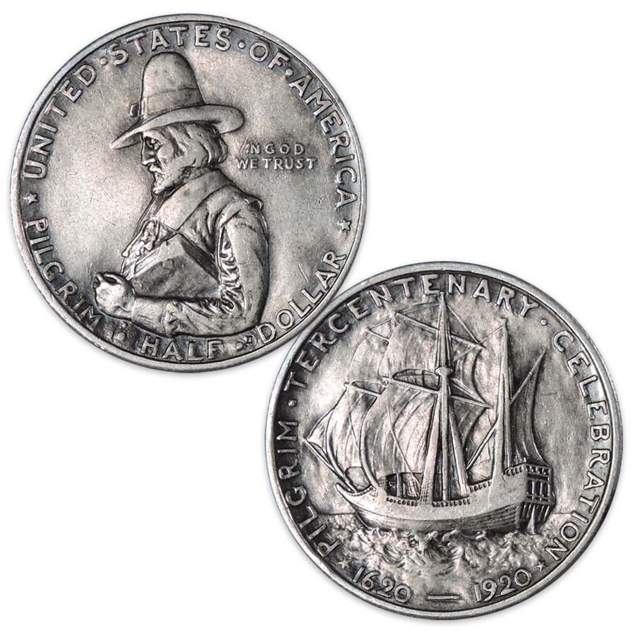 1920 Pilgrim Tercentenary Silver Half Dollar Extra Fine