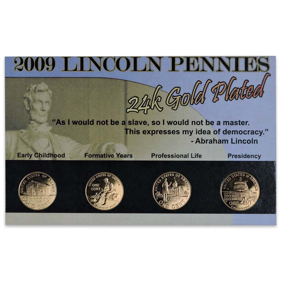 2009 Lincoln Cent 24k Gold Plated 4 Coin Set Image 1