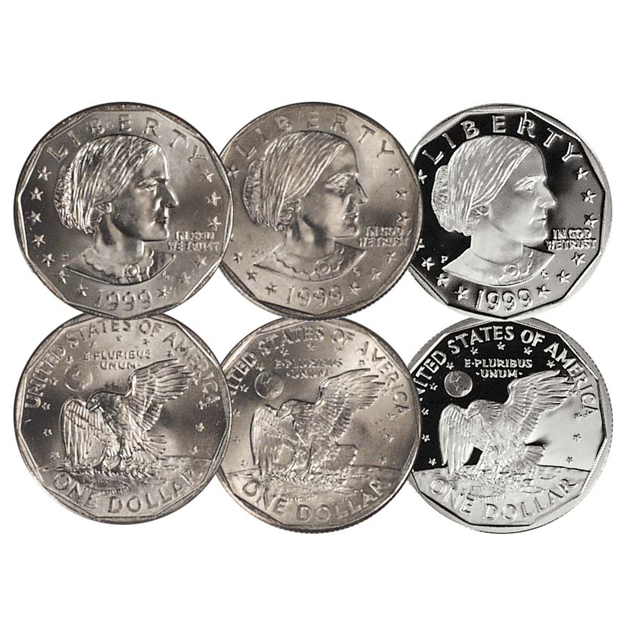 1999 Susan B. Anthony Dollar 3-Coin Set Brilliant