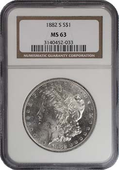 1882-S Morgan Silver Dollar Certified MS-63