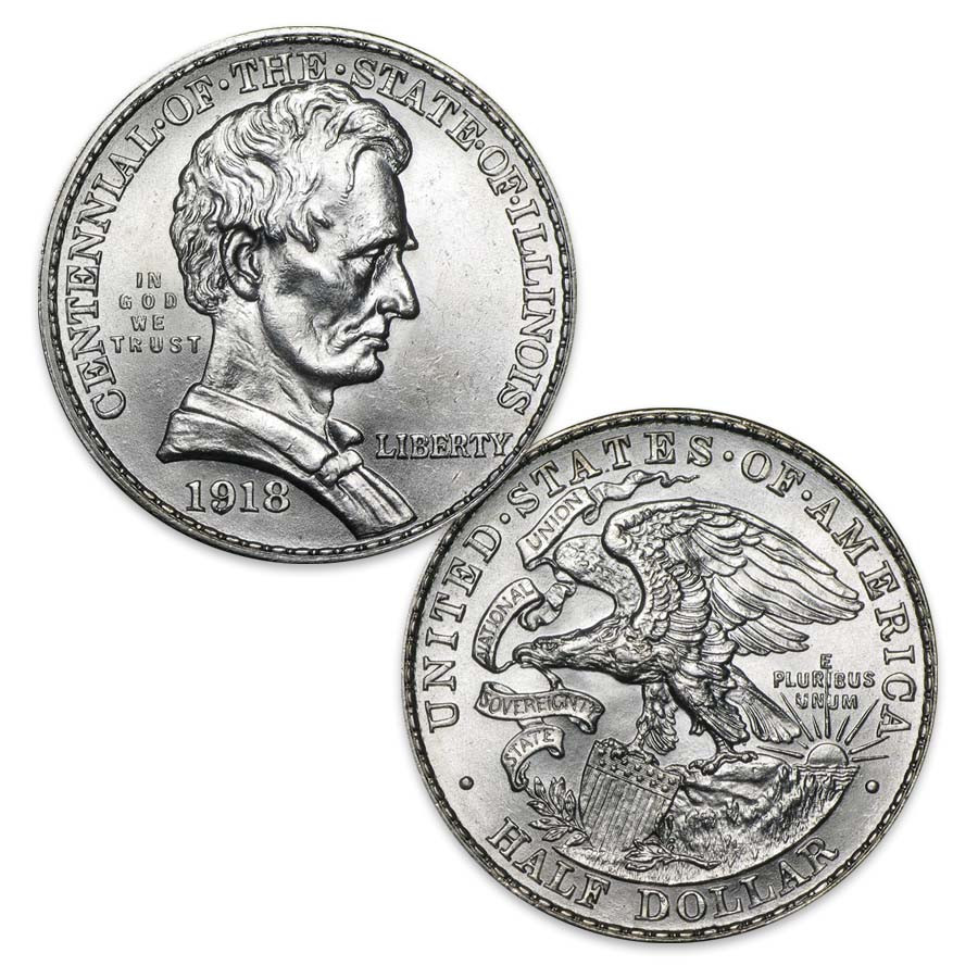 1918 Illinois Centennial Silver Half Dollar Brilliant Uncirculated