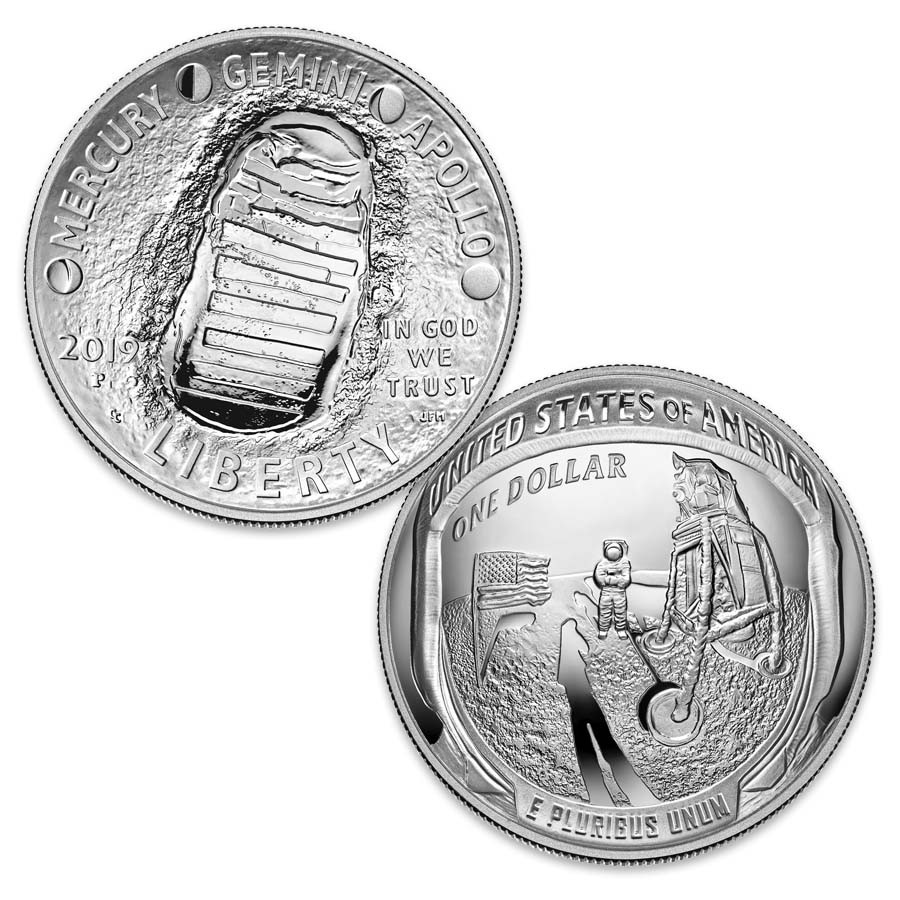 2019 Apollo 11 Curved Silver Dollar Proof | International Coins