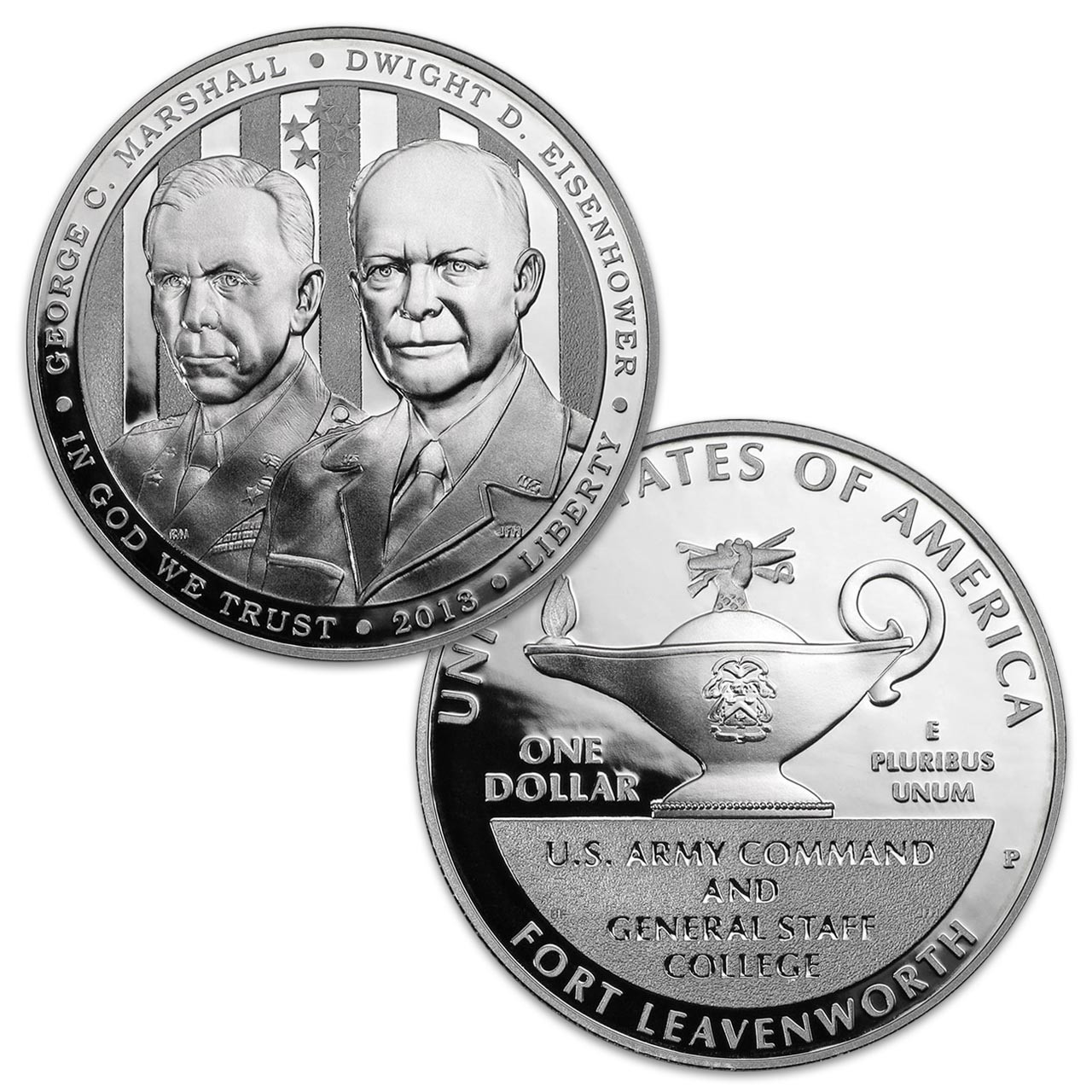 タイバーツ とアメリカドル＋硬貨 2013 Five-Star Generals Silver Dollar Proof | International Coins