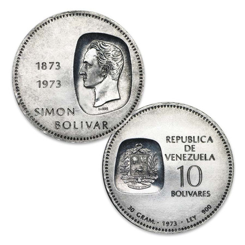 Venezuela 1973 Silver 10 Bolívares Brilliant Uncirculated