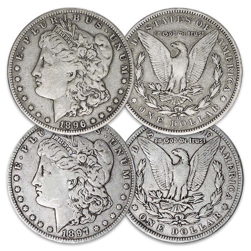 1879-S, 1882-CC, 1896-P, 1901-O & 1921-D Morgan Silver Dollar 5
