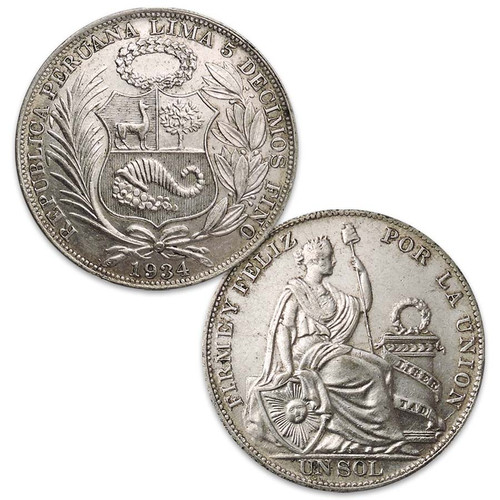 Peru 1924-1935 Silver Sol Extra Fine