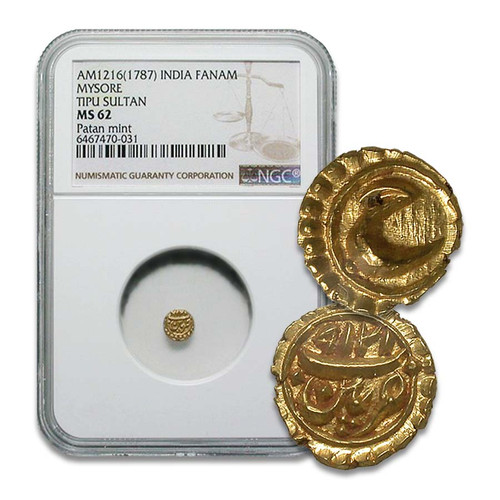 India 18th Century Kingdom of Mysore Gold Fanam Certified