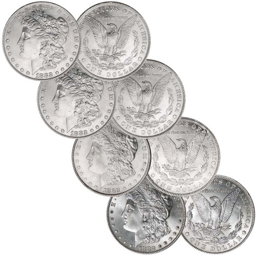 1882 P, CC, O & S Morgan Silver Dollar 4 Coin Set Brilliant Uncirculated