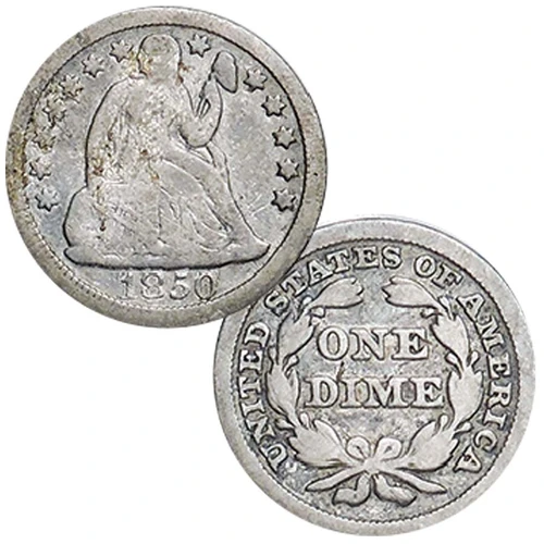 1837-1891 Seated Liberty Silver Dime Good