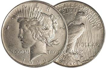 U.S. Peace Silver Dollar 1922-D About Uncirculated