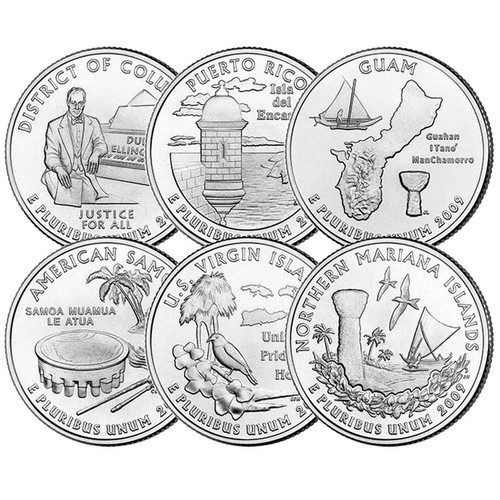 2009 DC & Territories Quarters 6-Coin Set Brilliant Uncirculated