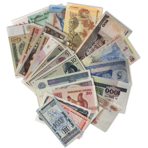 25 Different Colorful Foreign Currency Notes