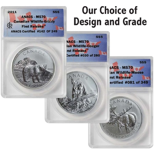 2011-2012 Canada $5 Silver Wildlife ANACS MS-69 or MS-70
