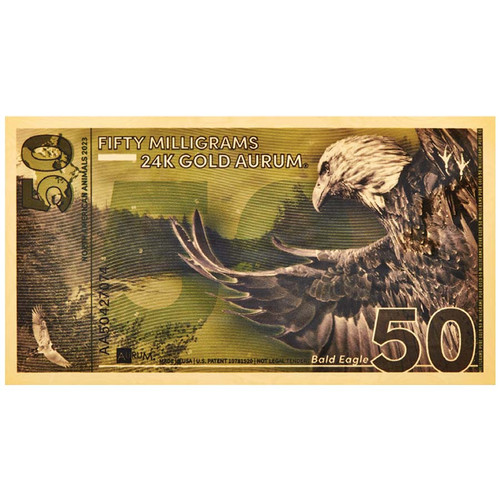 North American Bald Eagle 50mg 24K Gold Note