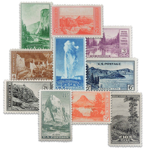 1934 National Parks 10-Stamp Set