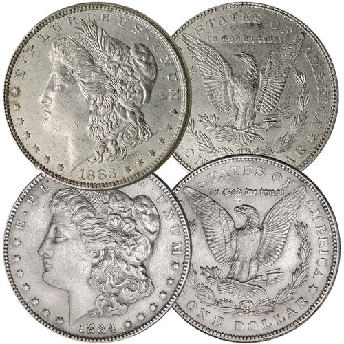 1883 & 1884 Morgan Silver Dollar Pair Extra Fine 1883 & 1884 Morgan Silver Dollar Pair Extra Fine