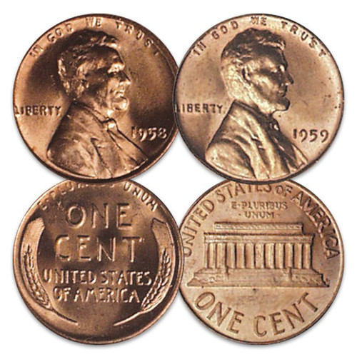1958 & 1959 Lincoln Cent Pair Brillant Uncirculated