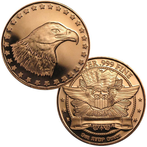 Eagle Head 1 Oz. Copper Round