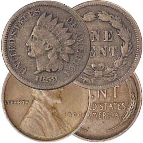 1859 Indian Cent Good & 1909 Lincoln Cent Fine