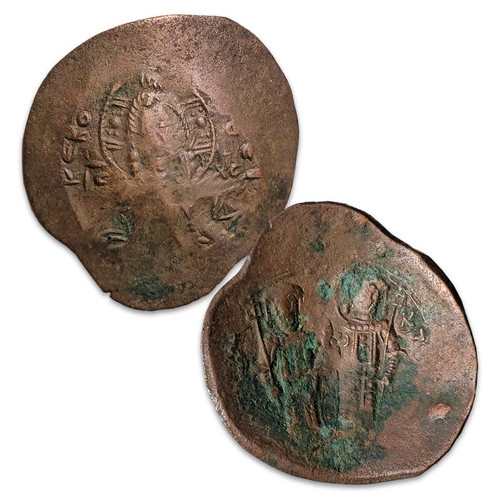 ビンドゥンドゥン　記念メタル　銅製 Byzantine 1200-1300 AD Billon Christ & Virgin Mary Trachy