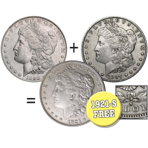1879-S, 1890-S & 1921-S Morgan Silver Dollar Trio